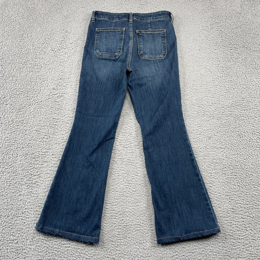 KUT from the Kloth Jeans Women 4P Blue Ana High Rise Flare Front Patch Pockets - Picture 2 of 10